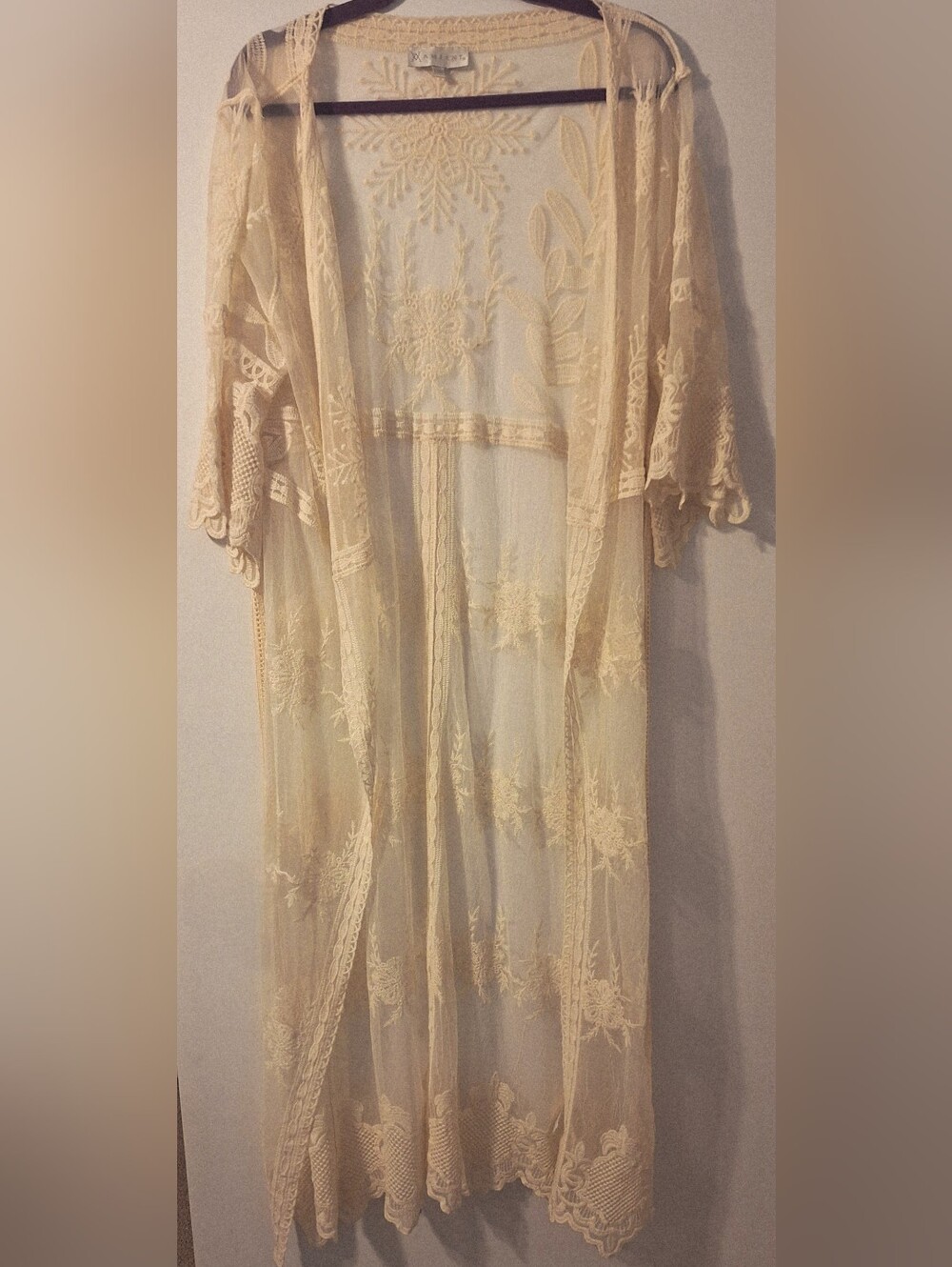 Cream Lace Kimono Robe - Picture 6 of 14